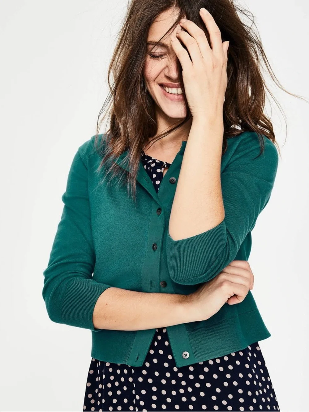 Boden Amelia Crop Cardigan Dark Green Size Small - Picture 5 of 11